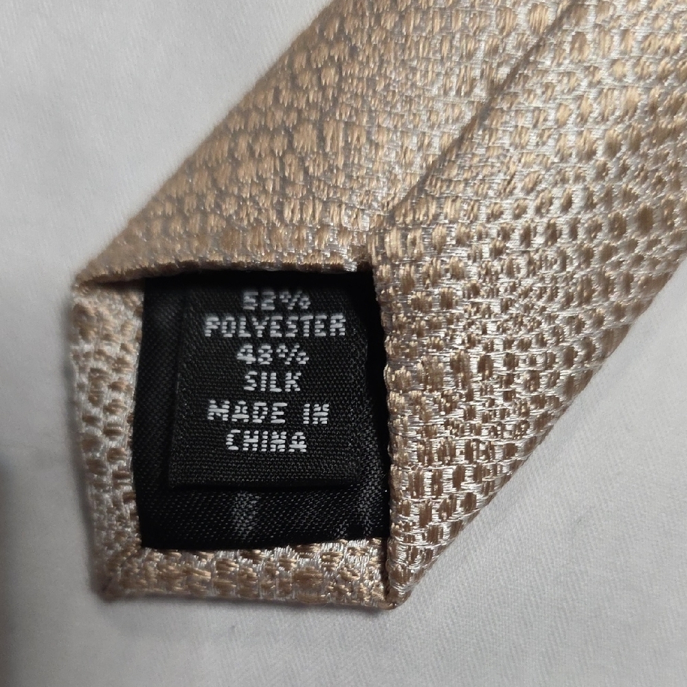 INC International Concepts Textured Champagne / Beige Tie - Picture 3 of 6